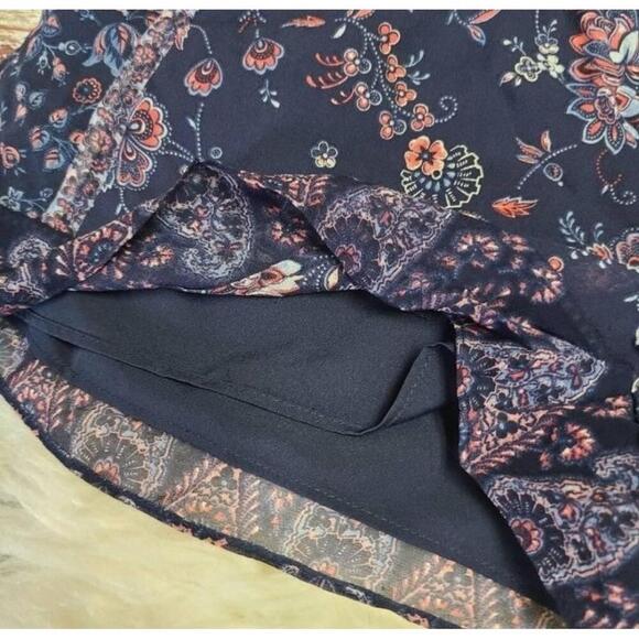 Joie Ciri Floral Silk Shorts Dark Navy Elastic Waist Medium - Picture 6 of 8